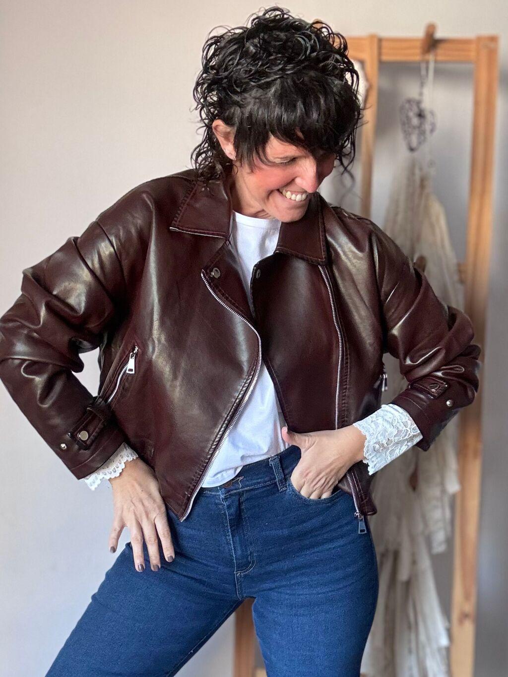 Chaqueta Ecocuero Clasica Chocolate